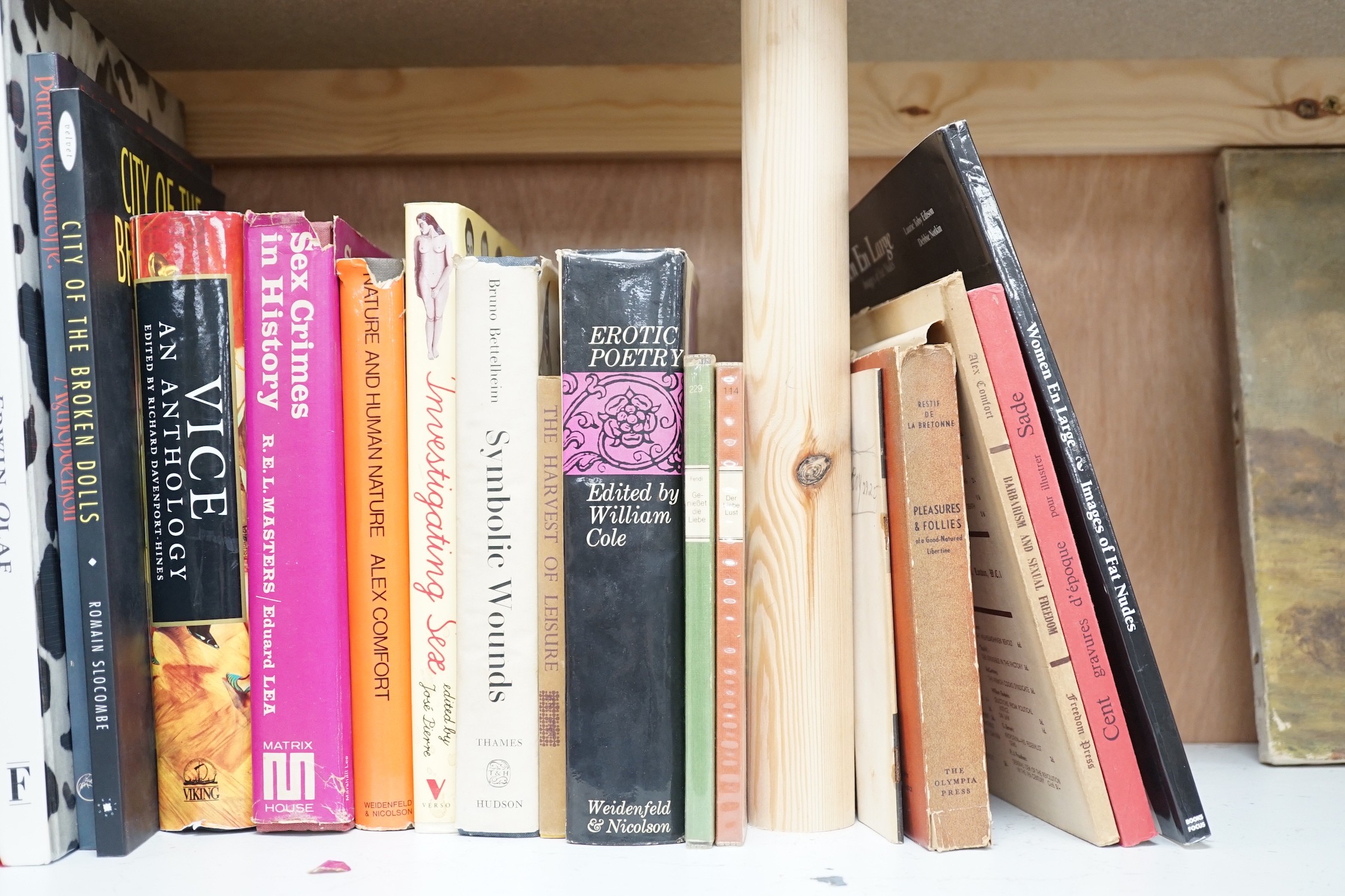A collection of forty-one 20th Century titles relating to Erotica;, Kearton, N., ‘Abstract Erotiscm, Touch Me’, 1996, paperback; Ernst, M., ‘Une Semaine de Bonté’, 1976, paperback; Thomas, P., ‘Kama Kalpa, the Hindu Ritu
